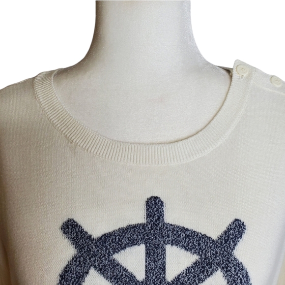 Nautica Sweater Womens Medium Ships Wheel Marshmallo Beach Boat Cover Up M - Picture 5 of 14